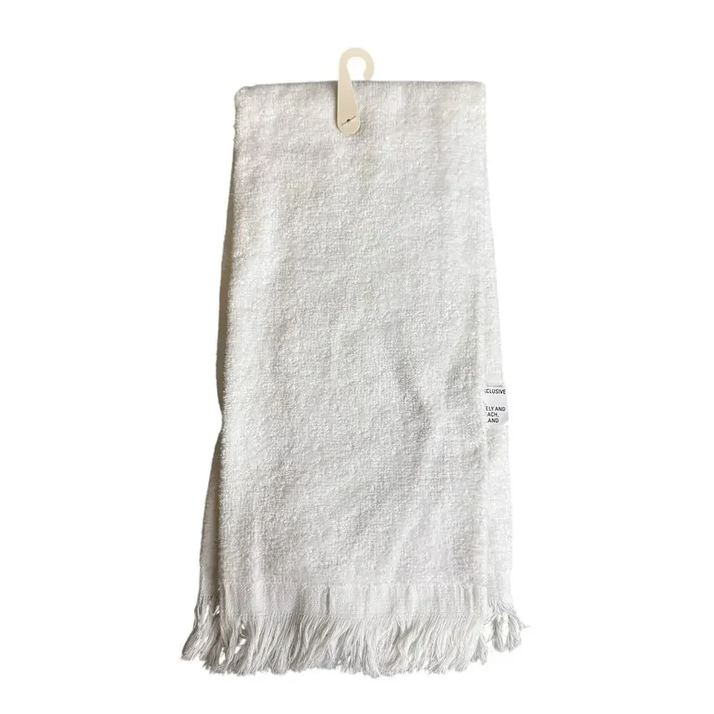Vintage Decorative Halloween Hand Towel Witch Embroidered Fringe White New